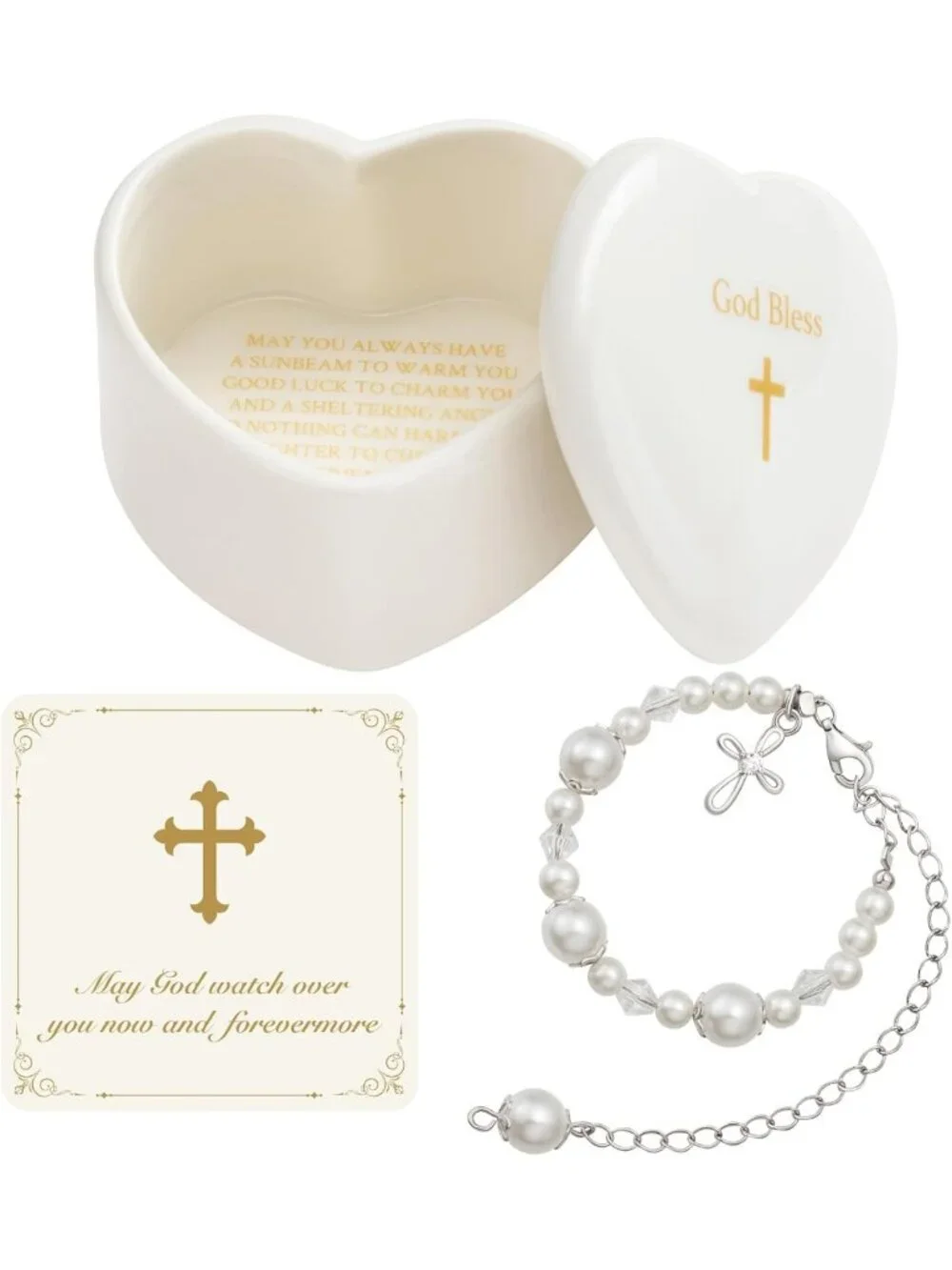 Elegant S925 Cross Bracelet for Girls - Perfect Baptism Gift with Keepsake Box